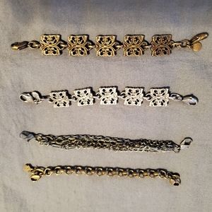 Lot of 4 Lenny and Eva Bronze amd Silver Metal Bracelets